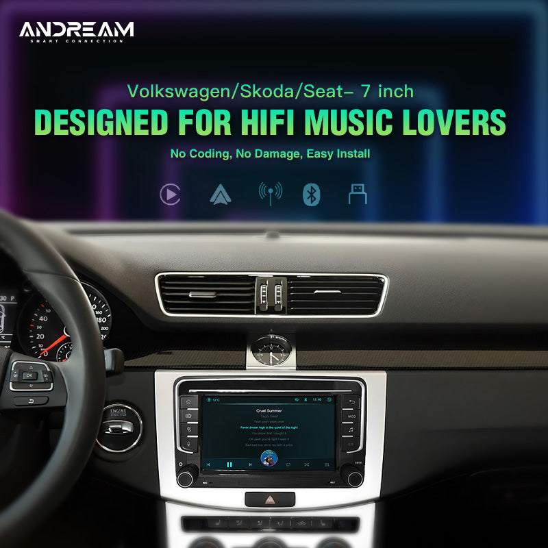Andream Wireless CarPlay Screen 7" Screen For VW Volkswagen POLO GOLF PASSAT B6 SEAT Leon Skoda JETTA TIGUAN TOURAN Multimedia GPS Player Navigation