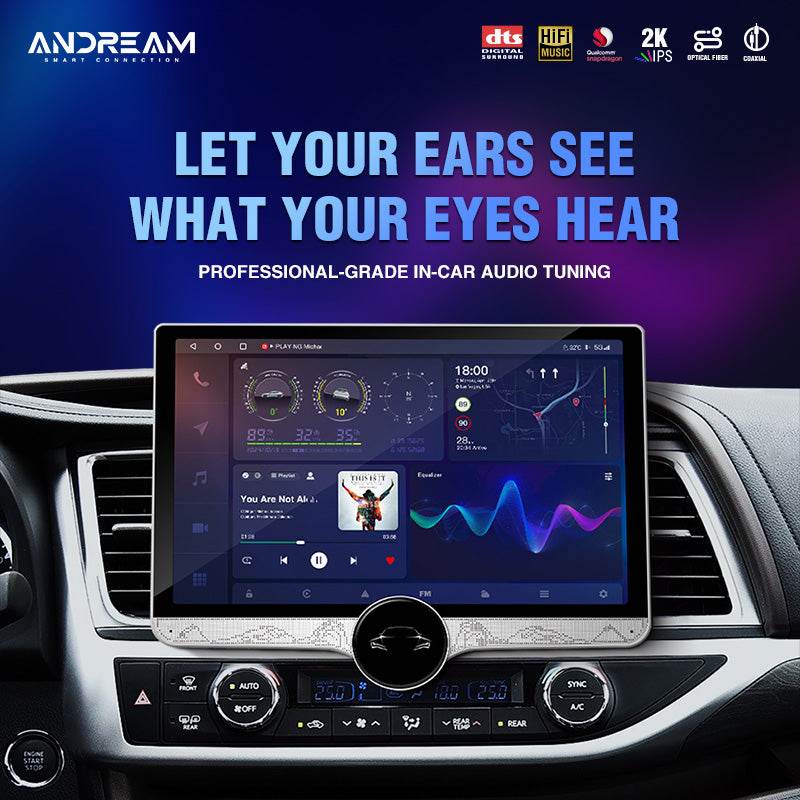 Andream Qualcomm 8 2K DTS Mark Pure Digital DSP Amplifier Optical Fiber & Coaxial Car Radio Stereo Intelligent Universal Carplay System Multimedia