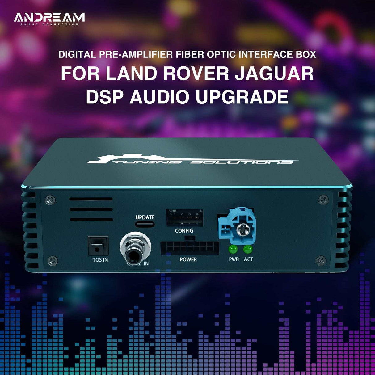 Andream Fibre Optic Amplifier Adaptor Audio DSP Upgrade Interface Ethernet For Jaguar Land Rover Discovery Sport Evoque Car Stereo Sound Tuning Module