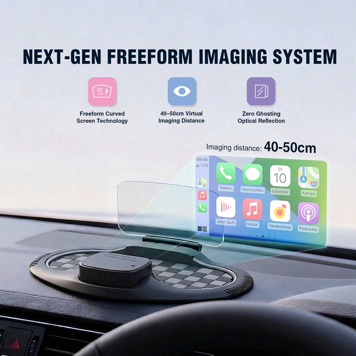 Andream ViViHUD V5 Ultra Car GPS Head Up Display Windshield Projector Speedometer Wireless CarPlay Android Auto Diagnostics Speedometer Navigation