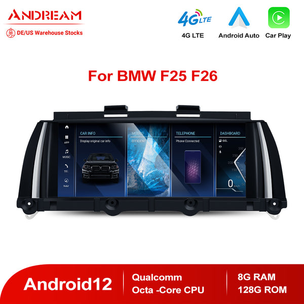 Andream 8.8" Android 12 8+128G Qualcomm Octa-core 8G+128GB Car Interface MultiMedia For BMW X3 F25 X4 F26 CIC NBT GPS Navigation Touchscreen Head Unit