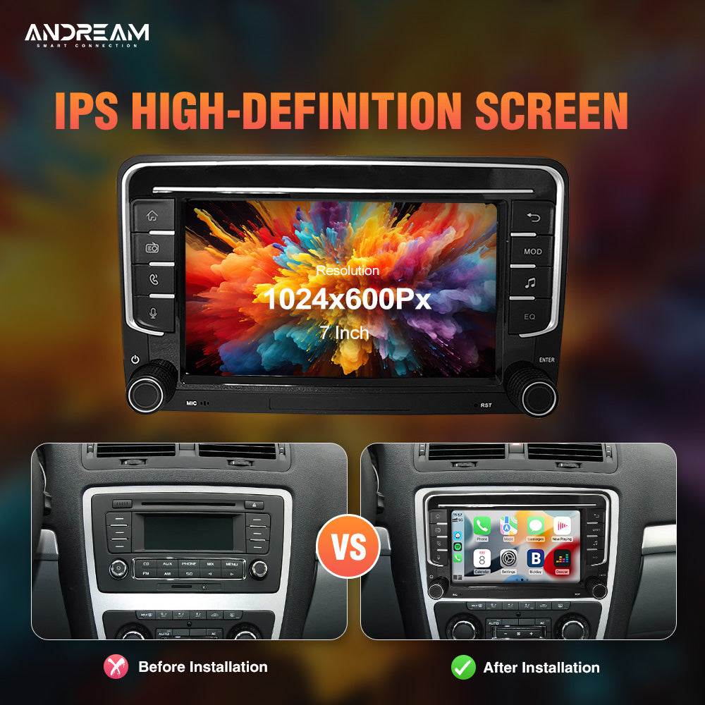 Andream Wireless CarPlay Screen 7" Screen For VW Volkswagen POLO GOLF PASSAT B6 SEAT Leon Skoda JETTA TIGUAN TOURAN Multimedia GPS Player Navigation