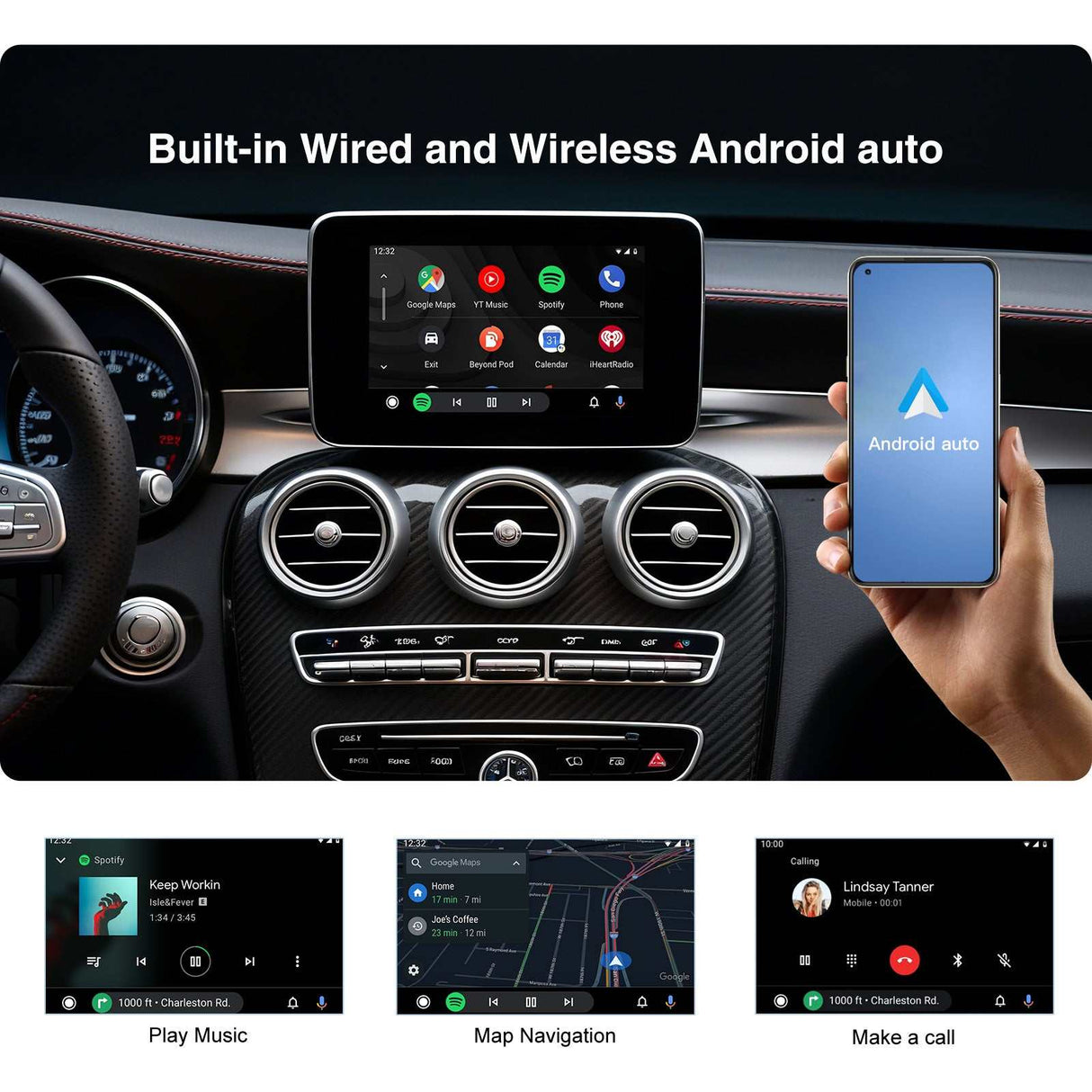 Andream MMI Interface Wireless CarPlay/Android Auto GPS for Mercedes NTG4.5 4.7 5.0 A B C E S Class GLA GLC GLE GLS