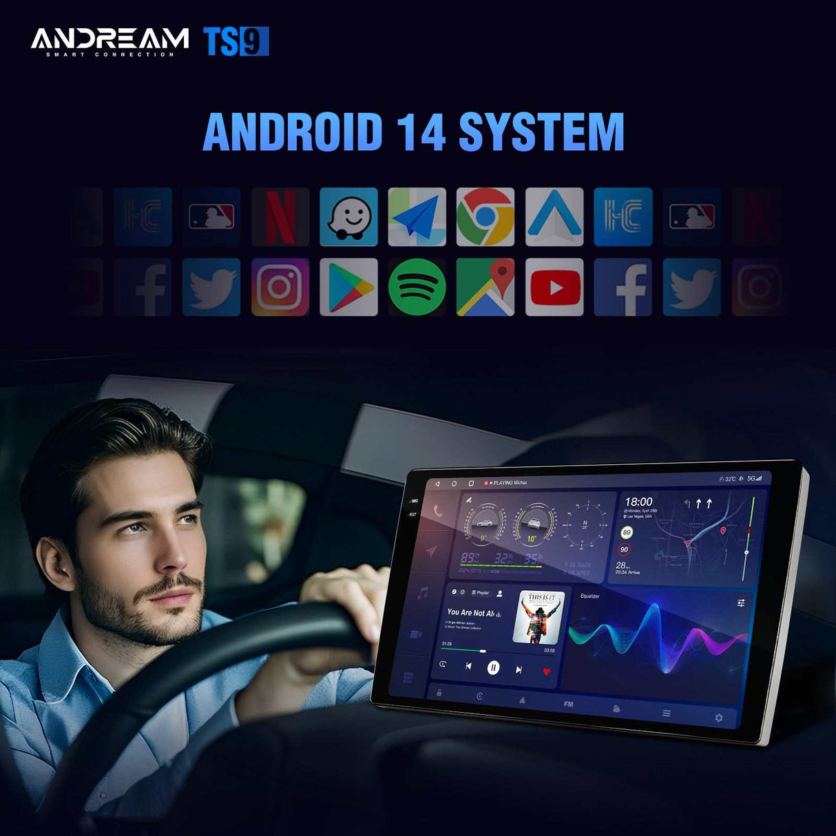 Andream Protable Android14.0 For Audi A4 S4 RS4 B6 2003-2008 Car Radio With Wireless Carplay and Android Auto 9 Inch Touchscreen GPS Device Vehicles