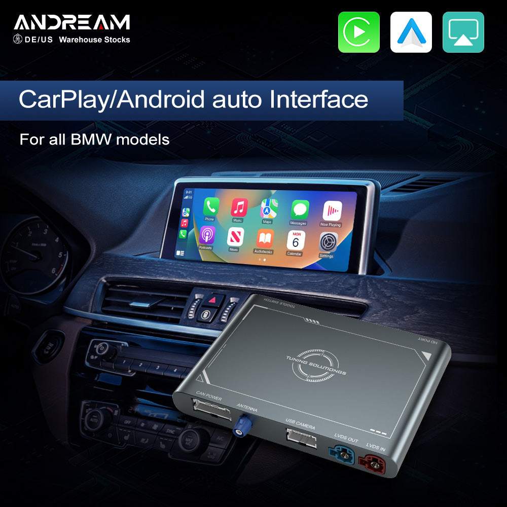 Andream Prime Kit BMW Wireless CarPlay Android Auto MMI CIC NBT EVO Compatible Series 1 2 3 4 5 6 7 X1 X3 X4 X5 X6 X7 Mini I3 I8 GPS Navigation