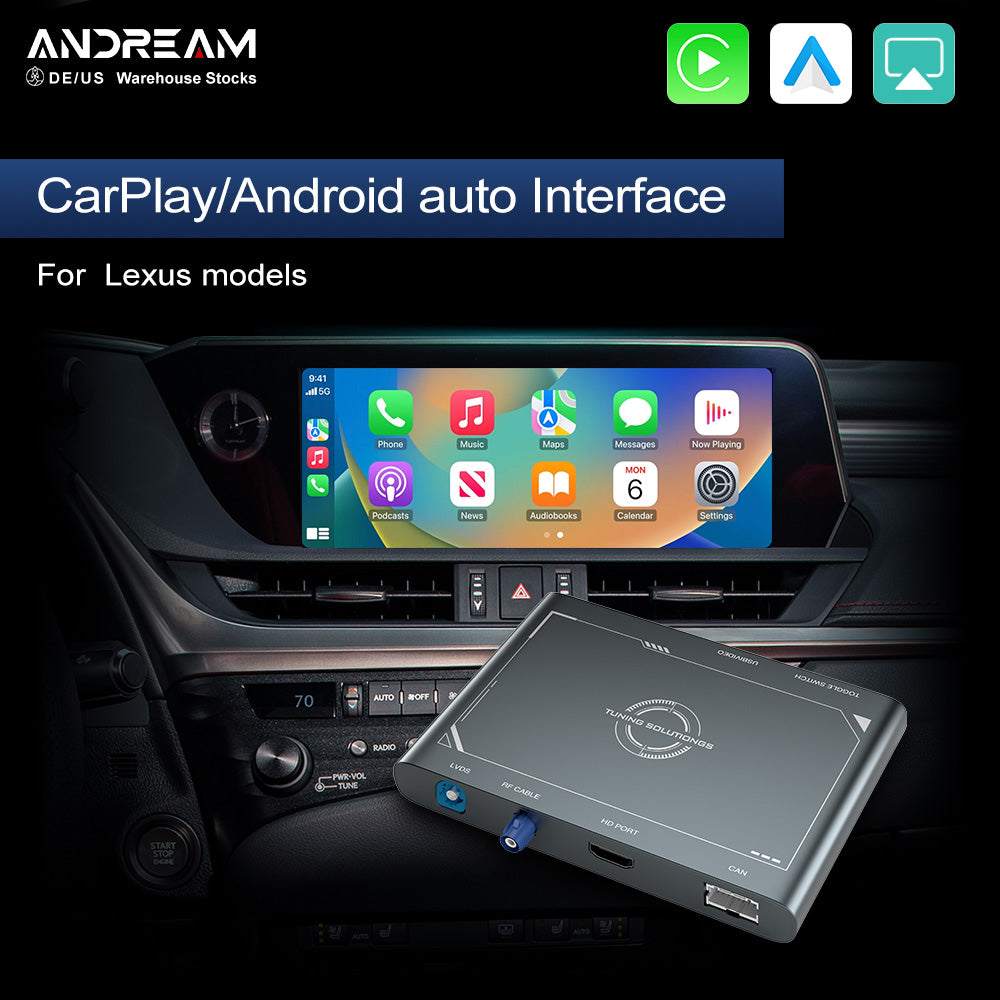 Andream Wireless Carplay For Lexus GS/LS/ES/IS/UX/LX/RC/NX/RX Android Auto Automatic Interface Box Mirror Multimedia AirPlay Interface Box