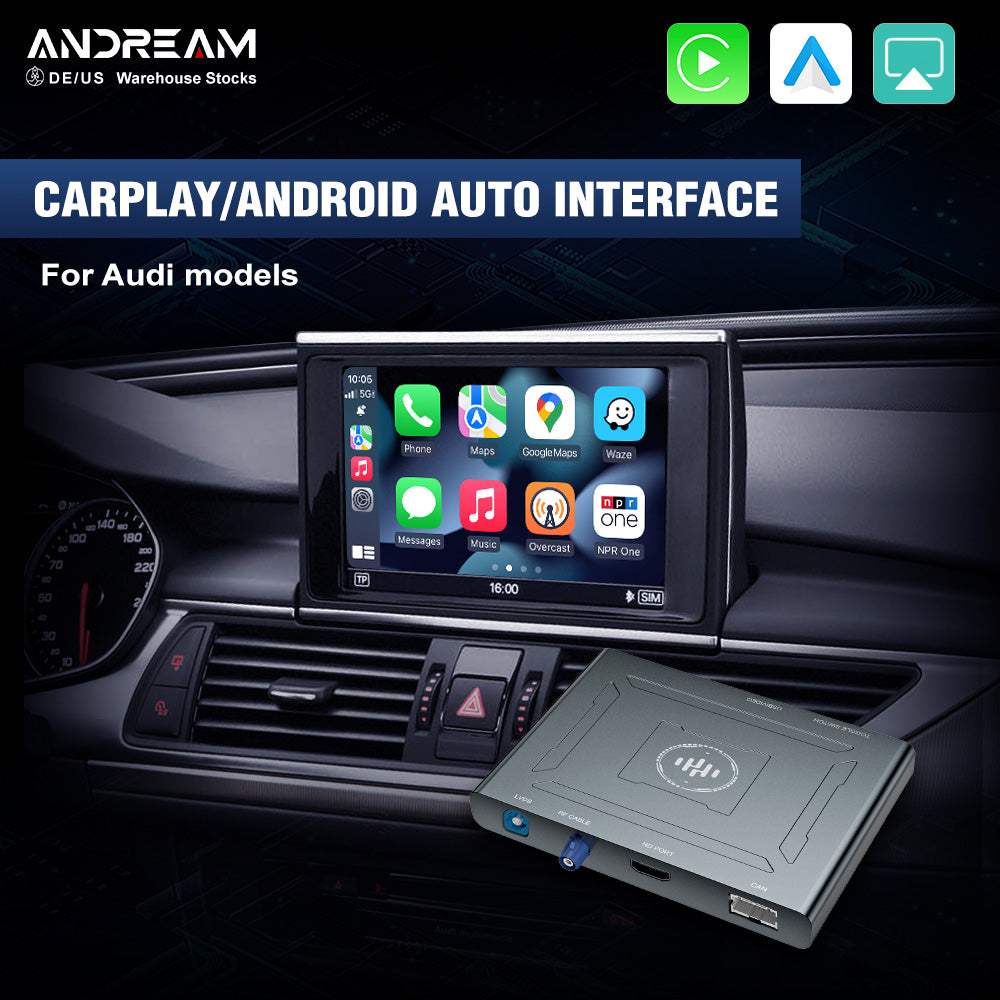 Andream Wireless CarPlay Android Auto for Audi Q3 Q5 Q7 A1 A2 A3 A4 A5 A6 A7 A8 S5 S7 Featuring CarPlay Android Auto with 3G/3G+/MIB/RMC/Symphony Retrofit