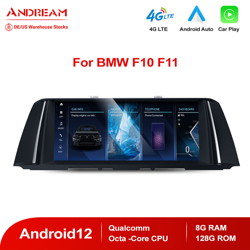 Andream 10.25" Android 12.0 8G+128G Qualcomm 8 core IPS Car Smart Navigation Core Radio For BMW Series 5 F10 F11 F18 Original CIC NBT System