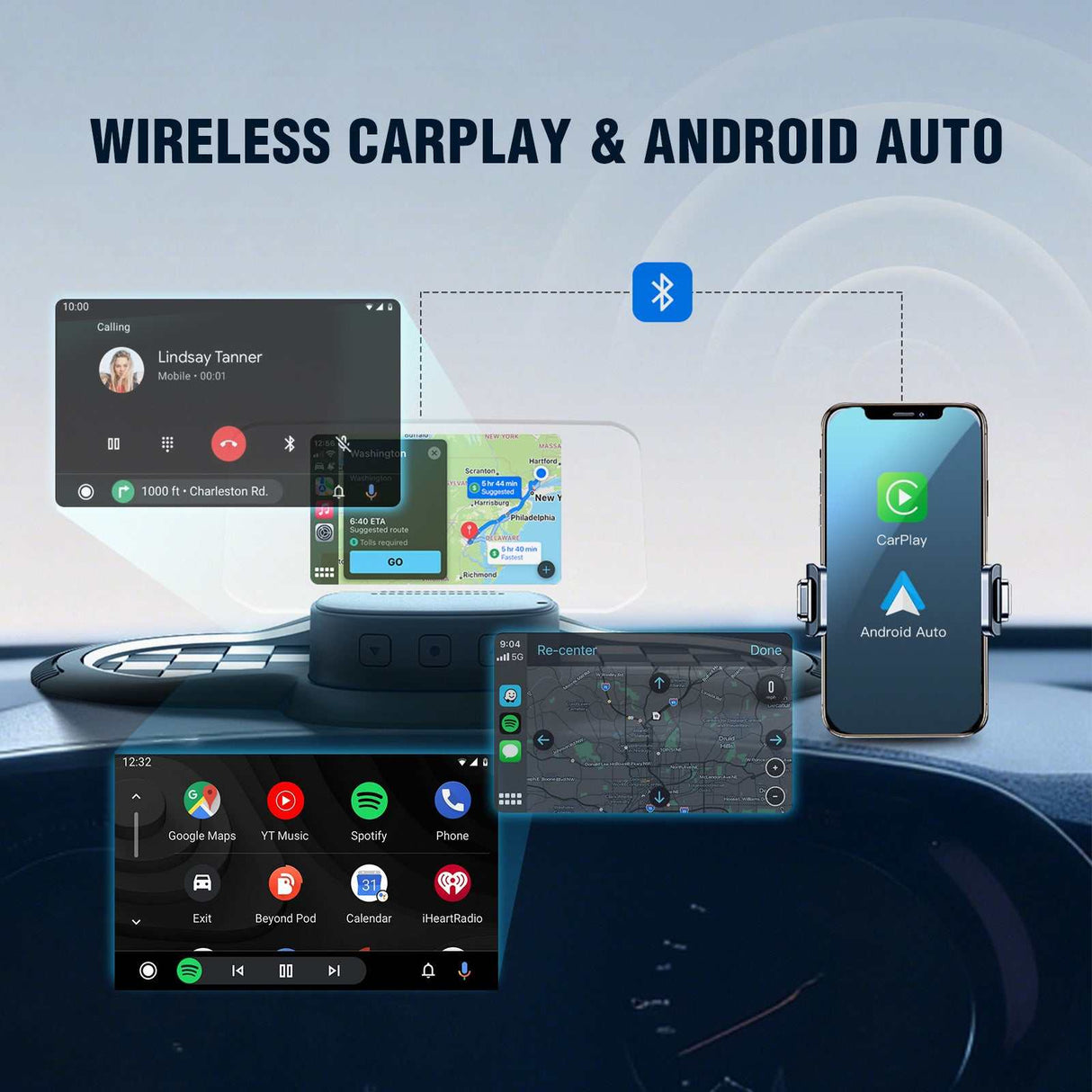 Andream ViViHUD V5 Ultra Car GPS Head Up Display Windshield Projector Speedometer Wireless CarPlay Android Auto Diagnostics Speedometer Navigation