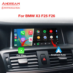 Andream 8.8" Wireless Apple CarPlay Android Auto Multimedia For BMW X3 F25 X4 F26 CIC NBT Touch Screen Wifi Bluetooth GPS Idrive Steering Wheel
