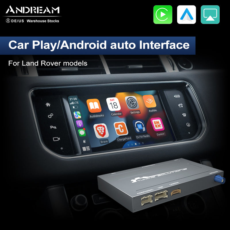 Andream Wireless Carplay OEM Adapter Dongle Interface Module Box For Land Range Rover Sport Evoque Vogue Discovery 4 Jaguar XE XF Android Auto Mirror