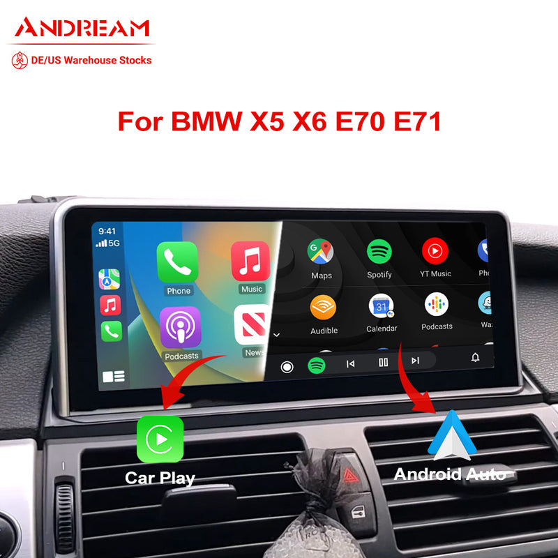 Andream 10.25" Wireless Apple CarPlay Android Auto Car Multimedia For BMW X5 X6 E70 E71 E72 Original CCC CIC 2007-2013 Head Unit Touch Screen