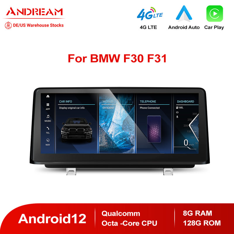 Andream 10.25" 8.8" Android 12.0 8G+128G Qualcomm 8-core IPS Car MultiMedia For BMW Series 3 F30 F31 Series 4 F32 F36 CIC NBT EVO System Touchscreen
