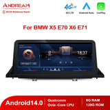 Andream 10.25" Android 14.0 8G+128G Qualcomm Octa-core MultiMedia For BMW X5 E70 X6 E71 2007-2014 Car Radio Bluetooth Smart Navigation Video Player