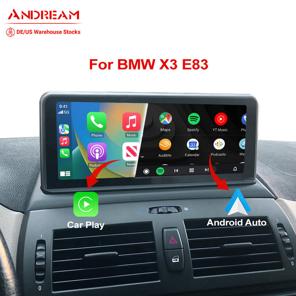 Andream 10.25" Wireles CarPlay Android Auto For BMW X3 E83 2003-2010 Without Original Car System Multimedia Head Rear Camera Touch Screen