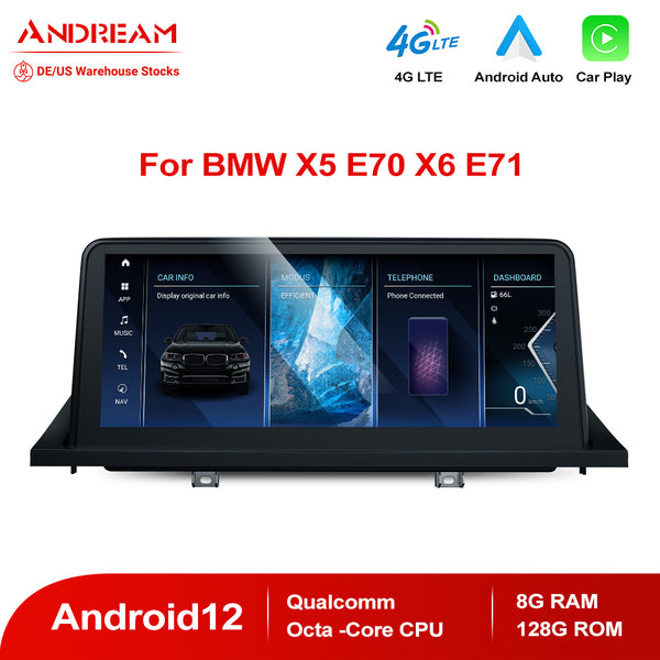 Andream 10.25" Android 12.0 8G+128G Qualcomm Octa-core MultiMedia For BMW X5 E70 X6 E71 2007-2014 Car Radio Bluetooth Smart Navigation Video Player