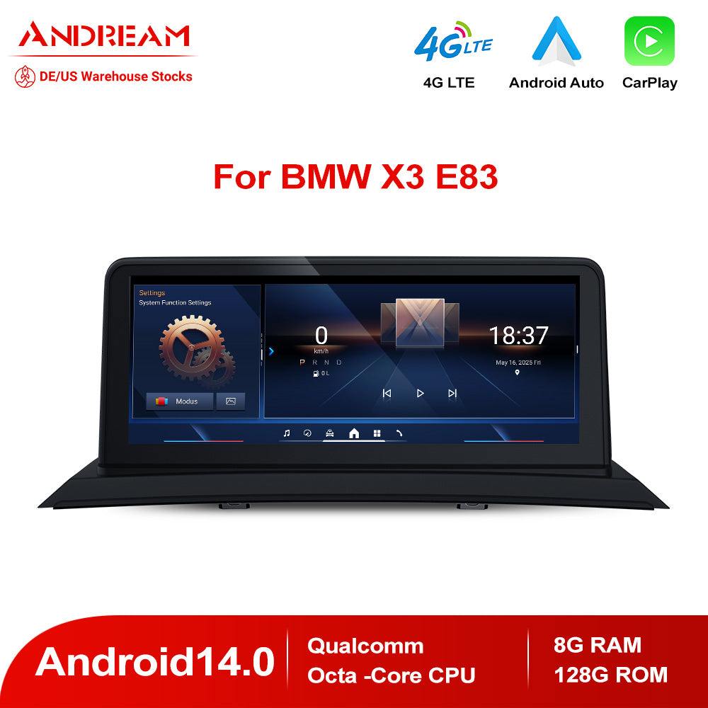 Andream 10.25" Android 13.0 8G+128G Qualcomm Octa-core IPS Car Interface Smart NavigationCore Radio Multimedia DVD Car For BMW X3 E83 2003-2010 GPS