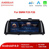 Andream 8.8" Android 14 8+128G Qualcomm Octa-core 8G+128GB Car Interface MultiMedia For BMW X3 F25 X4 F26 CIC NBT GPS Navigation Touchscreen Head Unit