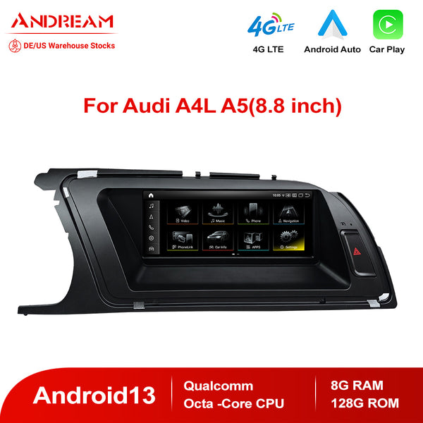 Andream 8.8 Inch Touchscreen Carplay Android Auto Interface For Audi A4L A5 S4 S5 RS4 RS5 Q5 2009-2018 Upgrade Car Radio GPS Navi Multimedia Amplifier