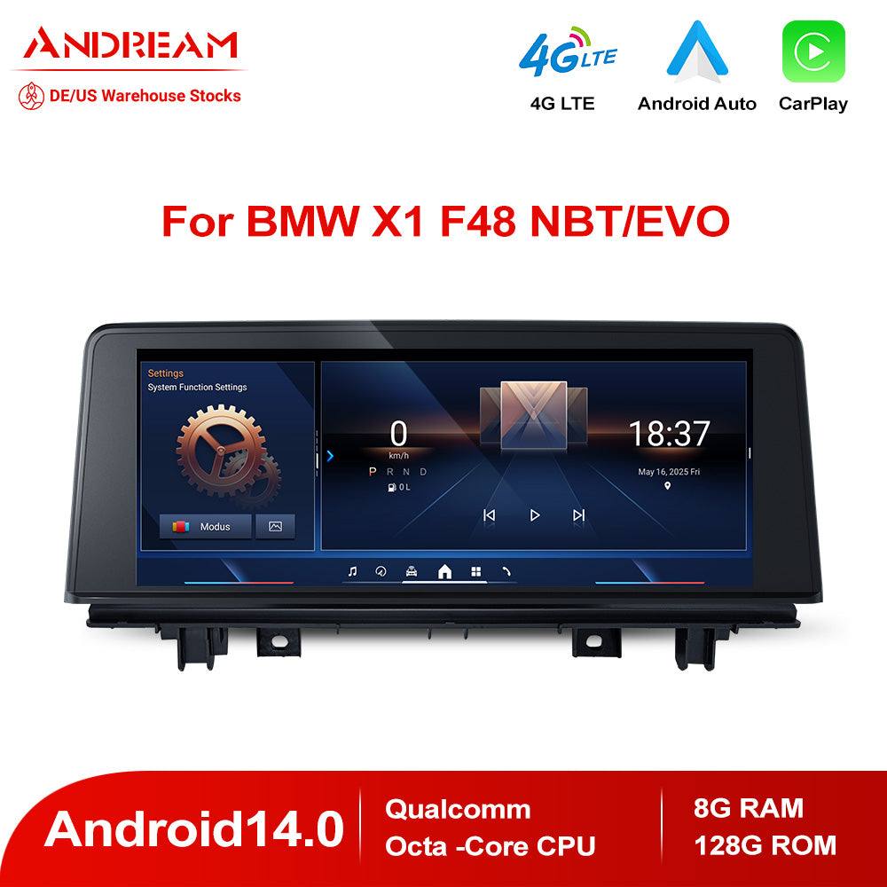 Andream 10.25/12.3 Inchs Android 14.0 Qualcomm 8-core IPS Car MultiMedia For BMW X1 F48 NBT EVO Car Entertainment System Upgrade Aftermarket Screen
