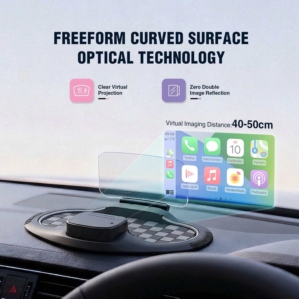 Andream ViViHUD V5 Ultra Car GPS Head Up Display Windshield Projector Speedometer Wireless CarPlay Android Auto Diagnostics Speedometer Navigation
