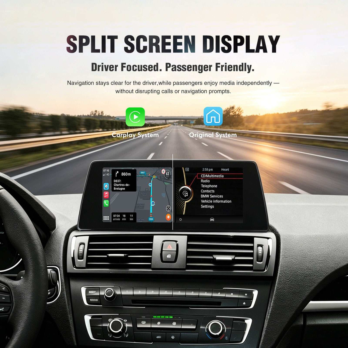10.25''/12.3'' Wireless CarPlay/Android Auto For BMW 1 2 Series F20 F21 F22 F23 CIC NBT EVO System Integration Bluetooth Audio AirPlay Autolink