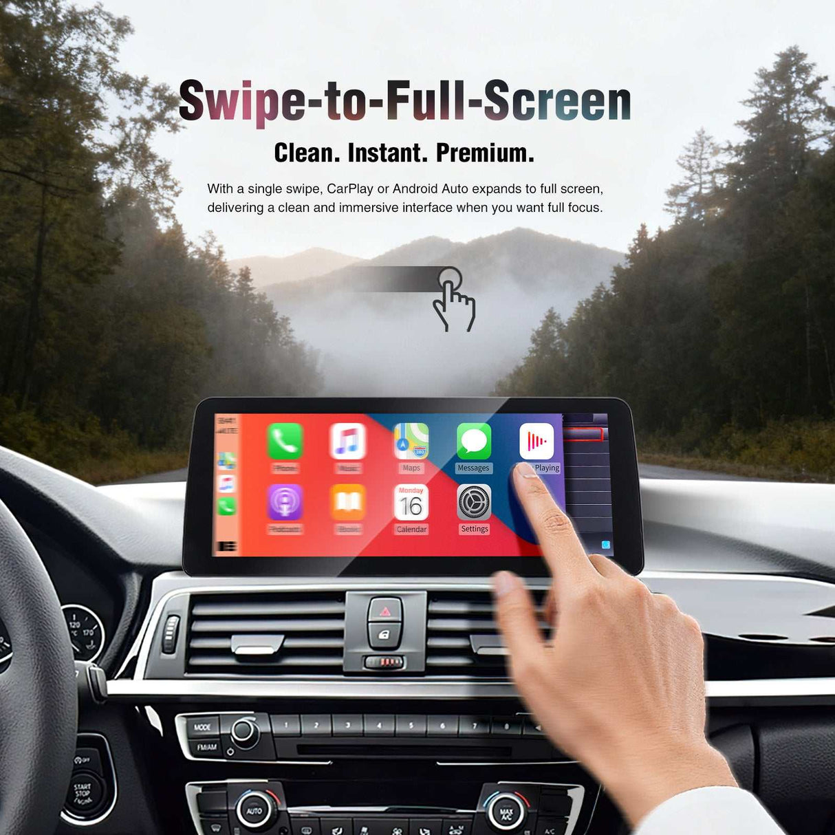 Wireless CarPlay/Android Auto HD Display  For BMW M3 M4 3 4 Series F30 F31 F34 F32 CIC NBT EVO System Touchscreen With Original System Split-Screen & Bluetooth Integration