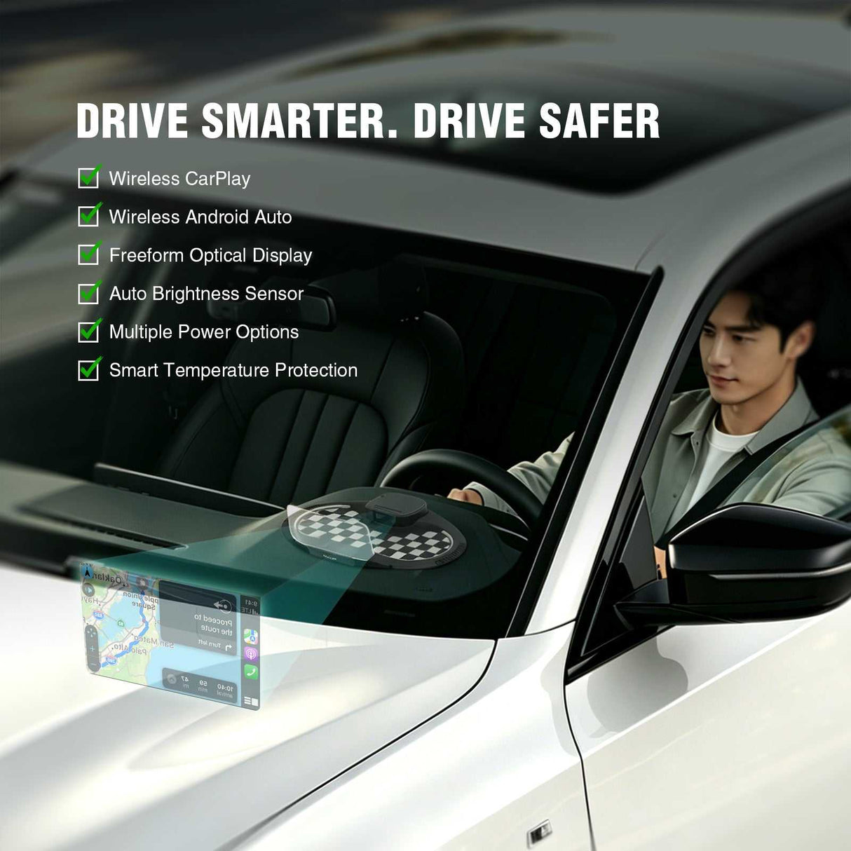 Andream ViViHUD V5 Ultra Car GPS Head Up Display Windshield Projector Speedometer Wireless CarPlay Android Auto Diagnostics Speedometer Navigation