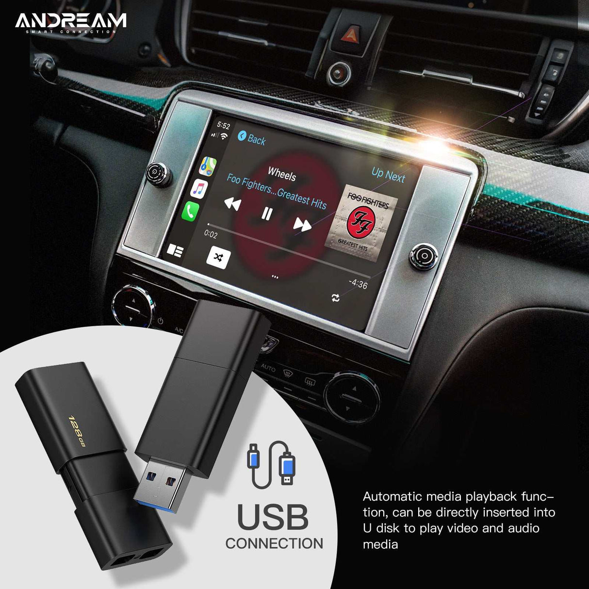 Andream Wireless CarPlay Android Auto Integration Adapter For Dodge Maserati Chrysler Fiat MMI Retrofit Kit Interface Upgrade MirrorLink Installation