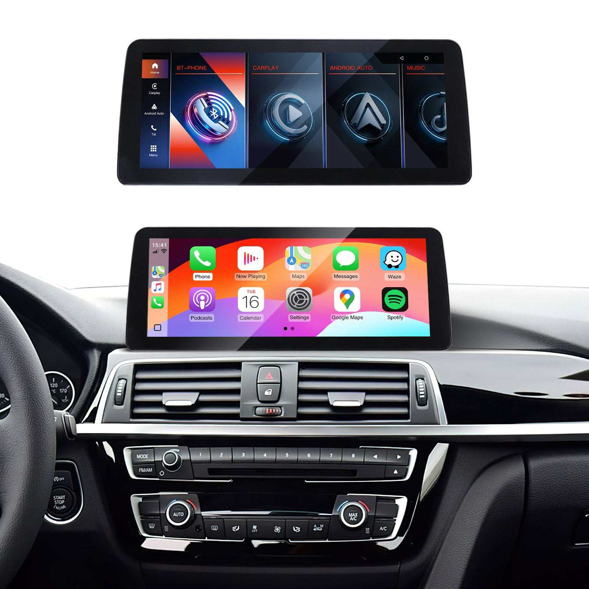 Wireless CarPlay/Android Auto HD Display  For BMW M3 M4 3 4 Series F30 F31 F34 F32 CIC NBT EVO System Touchscreen With Original System Split-Screen & Bluetooth Integration