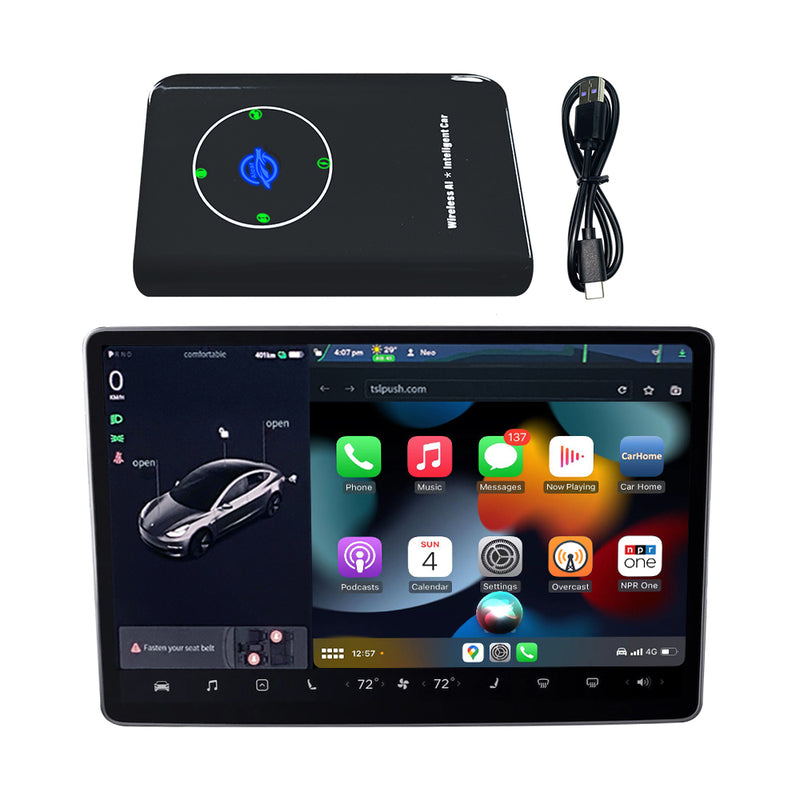 Andream CarPlay Mini Ai Box iPhone IOS Fast Pairing Wireless CarPlay Adapter Box Plug and Play USB Bluetooth-compatible For Tesla Cars Model 3 X Y S